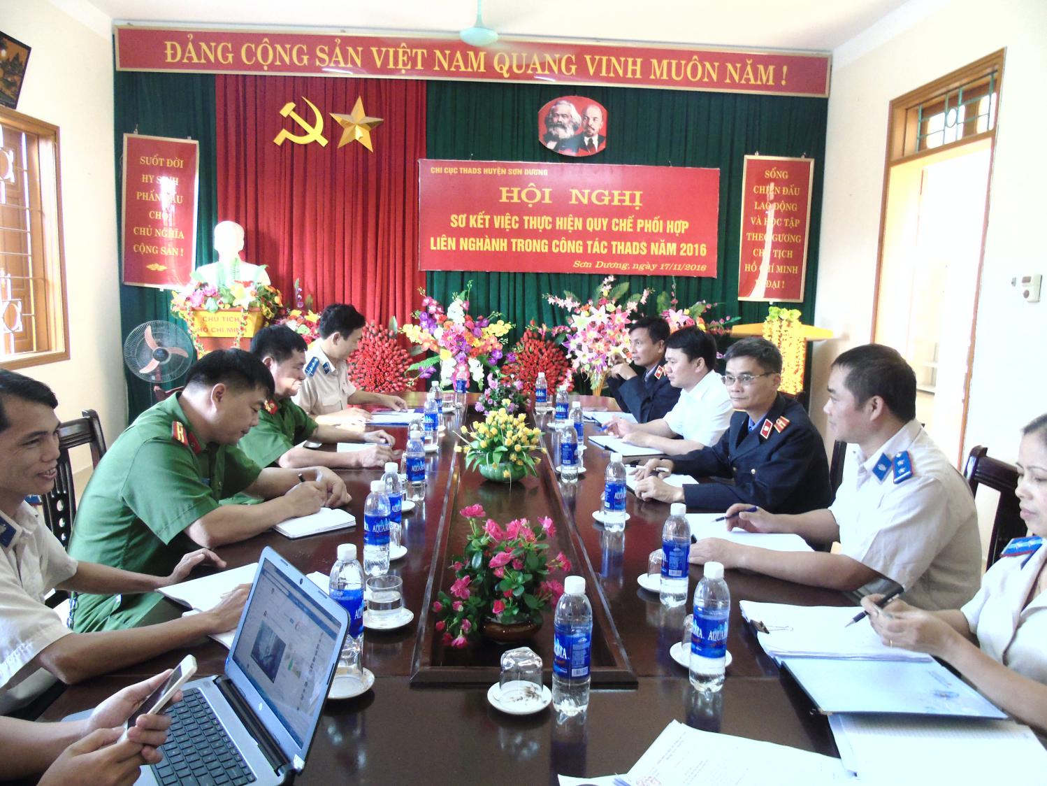 Các cơ quan tư pháp huyện Sơn Dương tổ chức Hội nghị sơ kết thực hiện Quy chế phối hợp trong công tác thi hành án dân sự.