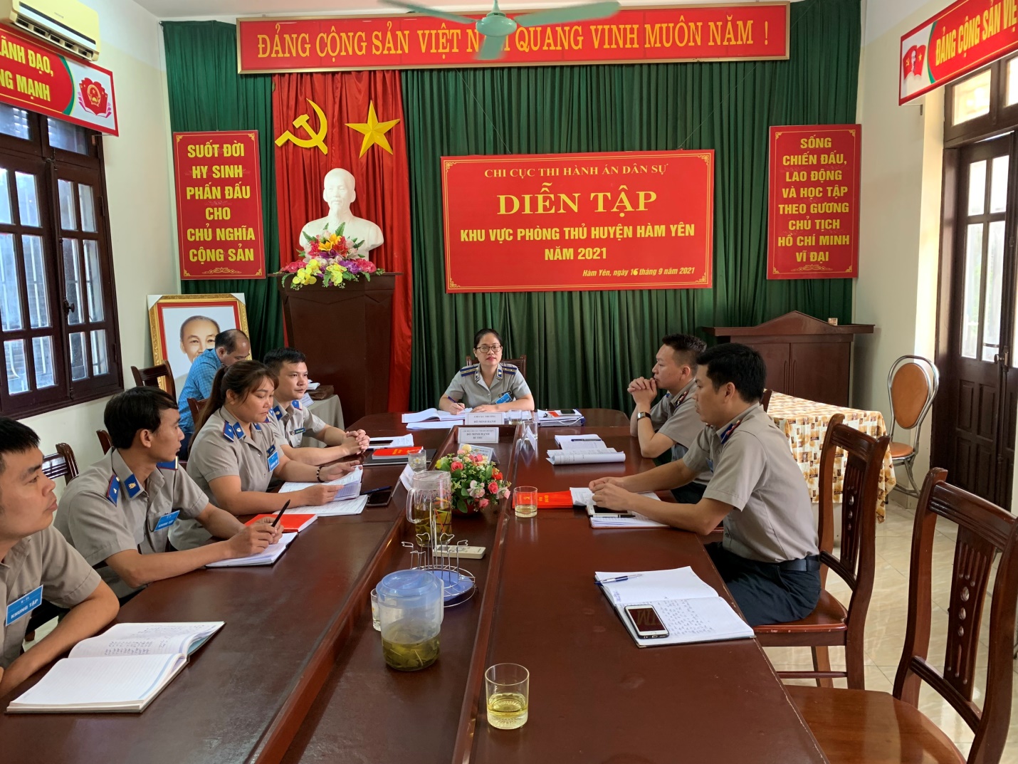 Chi cục Thi hành án dân sự huyện Hàm Yên  tham gia cuộc Diễn tập khu vực phòng thủ huyện năm 2021