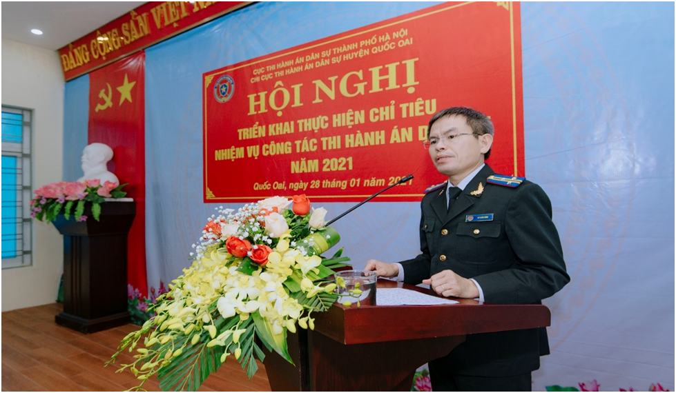 Chi cục Thi hành án dân sự Huyện Quốc Oai,  TP Hà Nội tổ chức Hội nghị triển khai thực hiện chỉ tiêu nhiệm vụ công tác Thi hành án dân sự năm 2021