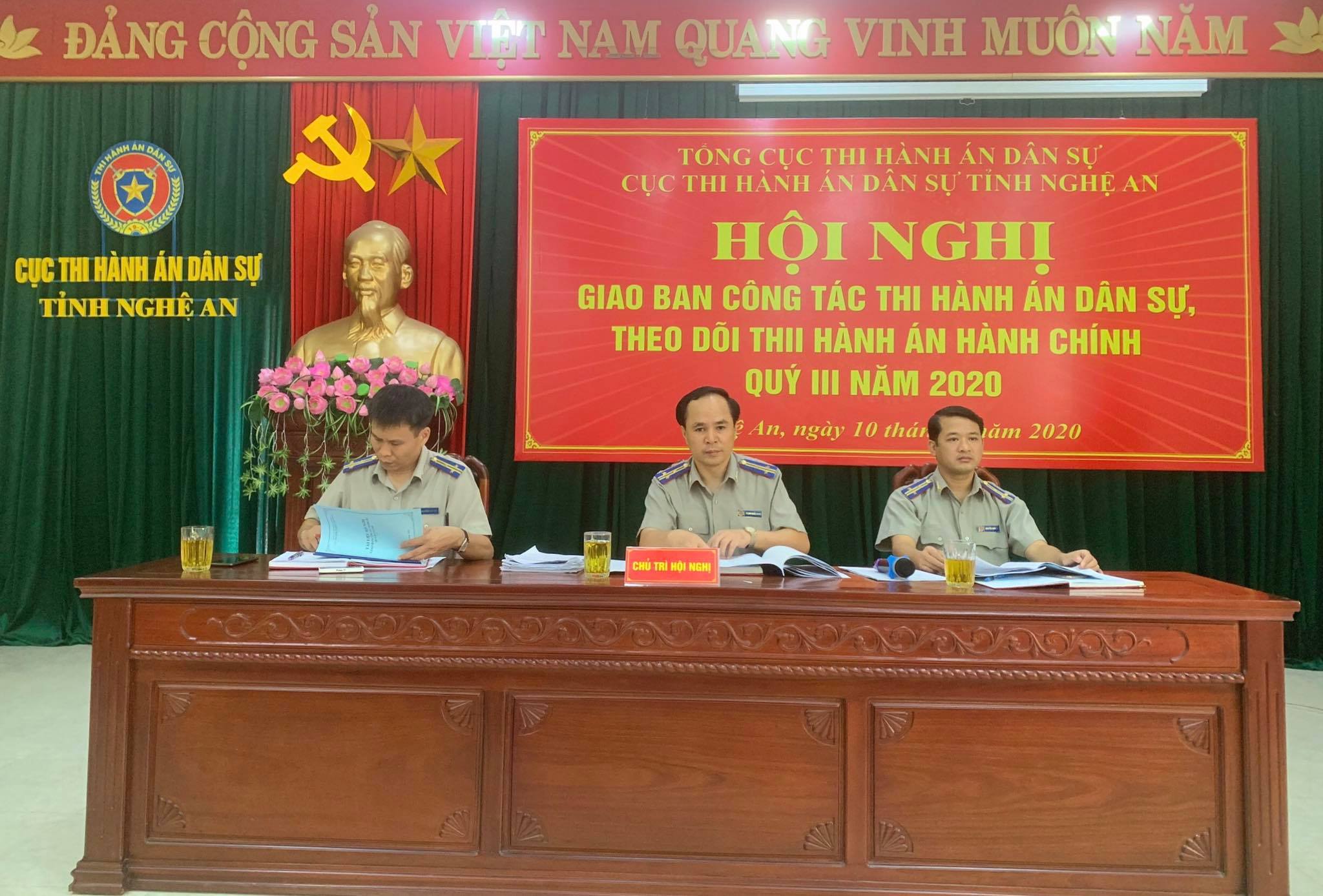 Cục Thi hành án dân sự tỉnh Nghệ An tổ chức Hội nghị giao ban công tác THADS, theo dõi THAHC Quý III năm 2020