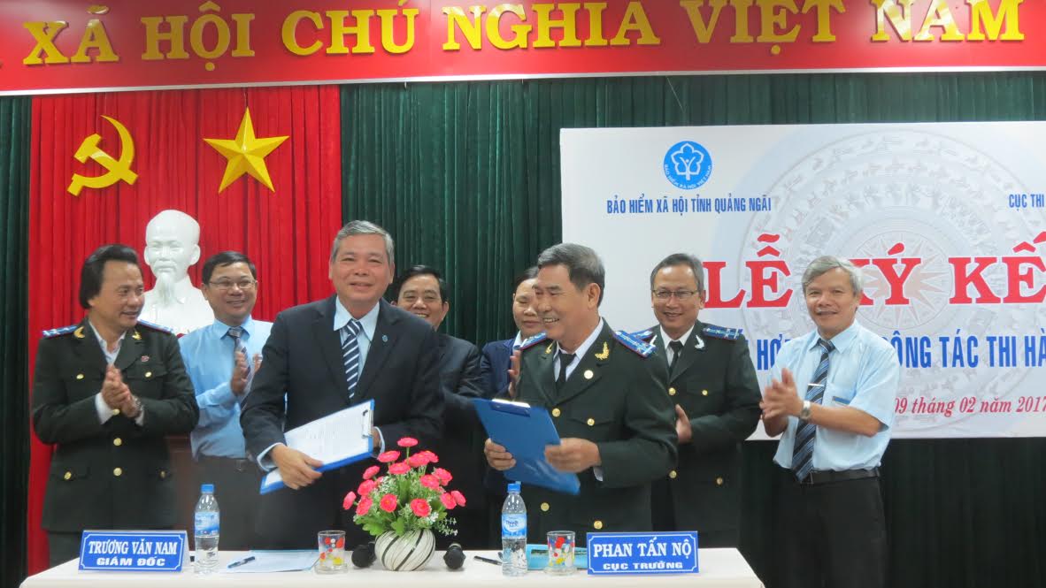 Cục Thi hành án dân sự tỉnh Quảng Ngãi và Bảo hiểm xã hội tỉnh Quảng Ngãi ký kết Quy chế phối hợp trong công tác thi hành án dân sự